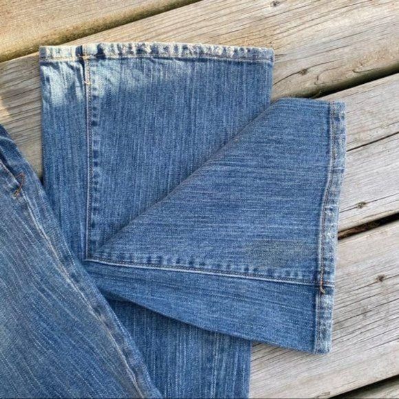 Vtg 90s American Eagle Jeans Super Low Rise Bootcut Distressed Sz 4P Hong Kong - Picture 10 of 14